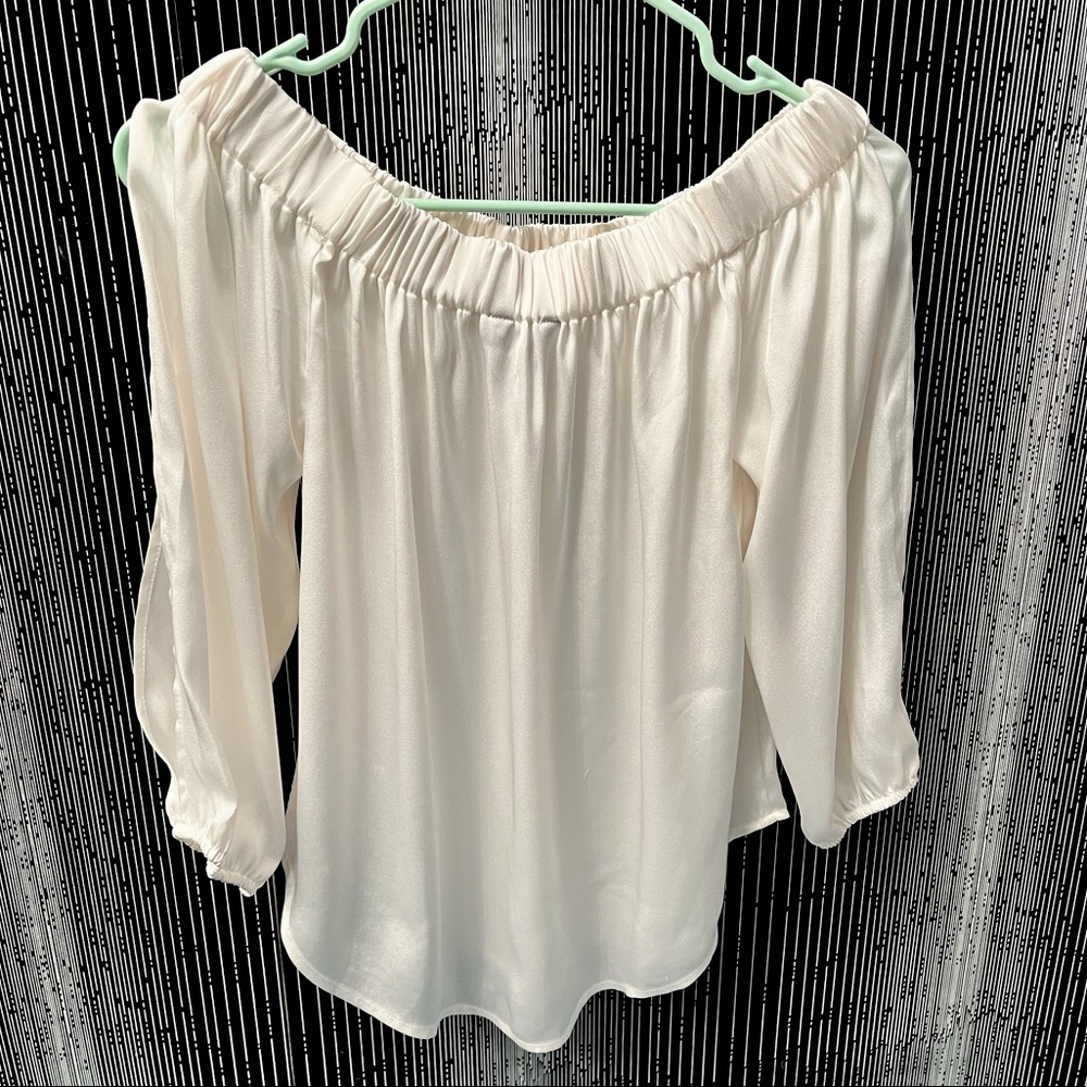 Express Cream Off-the-Shoulder Peasant Blouse
